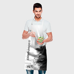 Фартук кулинарный Disturbed и рок символ на светлом фоне, цвет: 3D-принт — фото 2