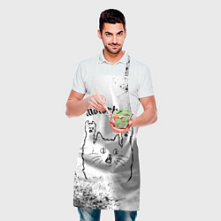 Фартук кулинарный Motorhead рок кот на светлом фоне, цвет: 3D-принт — фото 2