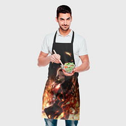Фартук кулинарный Незуко и пламя - клинок, цвет: 3D-принт — фото 2
