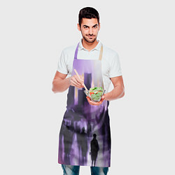 Фартук кулинарный Человеческие силуэты на фоне большого города, цвет: 3D-принт — фото 2