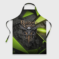 Фартук кулинарный Baldurs Gate 3 logo green abstract, цвет: 3D-принт