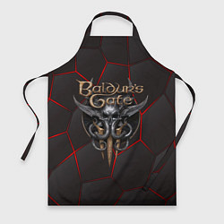 Фартук кулинарный Baldurs Gate 3 logo red black geometry, цвет: 3D-принт