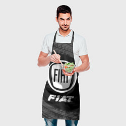 Фартук кулинарный Fiat speed на темном фоне со следами шин, цвет: 3D-принт — фото 2