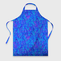 Фартук кулинарный Синие неоновые листья, цвет: 3D-принт