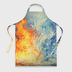 Фартук кулинарный Вода и пламя абстракция, цвет: 3D-принт