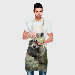 Фартук кулинарный Енот акварель, цвет: 3D-принт — фото 2