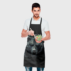 Фартук кулинарный Русский медведь на черном фоне, цвет: 3D-принт — фото 2