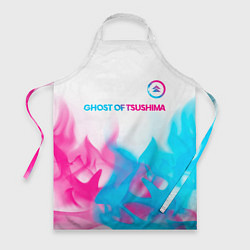 Фартук кулинарный Ghost of Tsushima neon gradient style: символ свер, цвет: 3D-принт