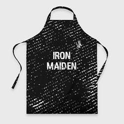 Фартук кулинарный Iron Maiden glitch на темном фоне: символ сверху, цвет: 3D-принт