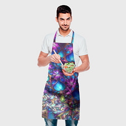 Фартук кулинарный Абстракция синие листья и фиолетовый цветы, цвет: 3D-принт — фото 2