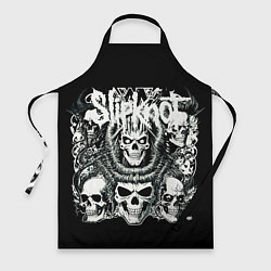 Фартук кулинарный Slipknot и черепушки, цвет: 3D-принт