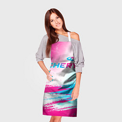 Фартук кулинарный Chery neon gradient style: символ сверху, цвет: 3D-принт — фото 2