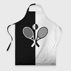 Фартук кулинарный Теннис - чёрно белое, цвет: 3D-принт