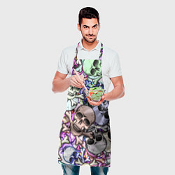 Фартук кулинарный Черепа с костями паттерн, цвет: 3D-принт — фото 2