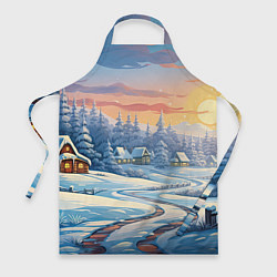 Фартук кулинарный Новогодний пейзаж зимний, цвет: 3D-принт