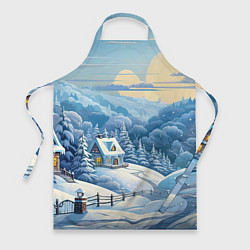 Фартук кулинарный Зима в деревне, цвет: 3D-принт