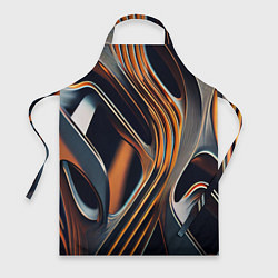 Фартук кулинарный Слияние красок оранжевого и чёрного абстракция, цвет: 3D-принт