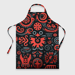 Фартук кулинарный Красно-черный узор в славянском стиле, цвет: 3D-принт