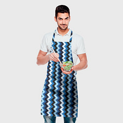 Фартук кулинарный Ломаные полосы синий, цвет: 3D-принт — фото 2