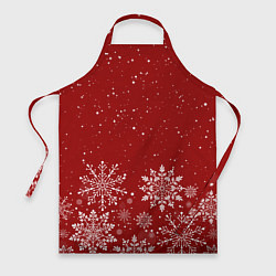 Фартук кулинарный Текстура снежинок на красном фоне, цвет: 3D-принт
