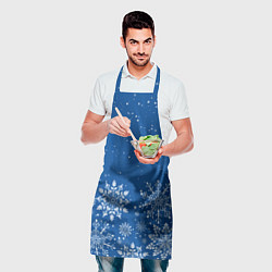 Фартук кулинарный Текстура снежинок на синем фоне, цвет: 3D-принт — фото 2