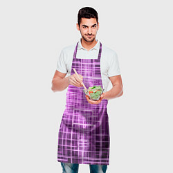 Фартук кулинарный Фиолетовые неоновые полосы киберпанк, цвет: 3D-принт — фото 2