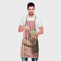Фартук кулинарный Полоса красная зеленая, цвет: 3D-принт — фото 2