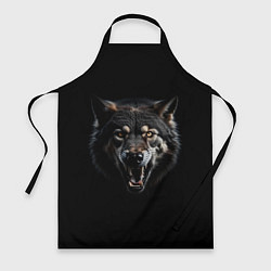 Фартук кулинарный Волк чёрный хищник, цвет: 3D-принт