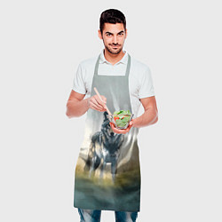 Фартук кулинарный Минималистичный пейзаж с волком акварель, цвет: 3D-принт — фото 2