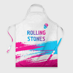 Фартук кулинарный Rolling Stones neon gradient style посередине, цвет: 3D-принт