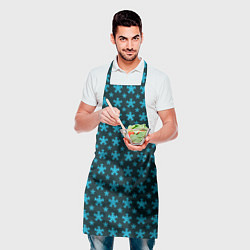 Фартук кулинарный Паттерн снежинки тёмно-бирюзовый, цвет: 3D-принт — фото 2