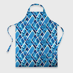 Фартук кулинарный Синие треугольники и белые полосы, цвет: 3D-принт