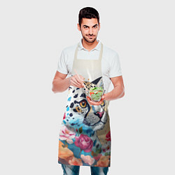 Фартук кулинарный Мультяшный леопард в цветах, цвет: 3D-принт — фото 2