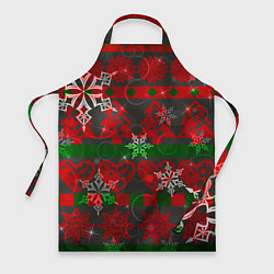 Фартук Рождественские узоры ёлки и снежинки