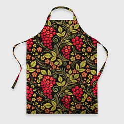 Фартук кулинарный Хохломская роспись красные ягоды, цвет: 3D-принт