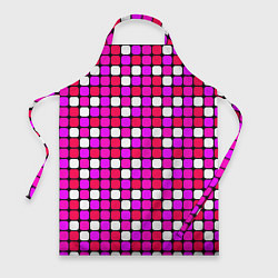 Фартук кулинарный Розовые и белые квадраты, цвет: 3D-принт
