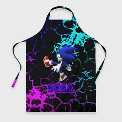 Фартук кулинарный Sonic sega game неоновая текстура, цвет: 3D-принт