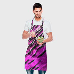 Фартук кулинарный Розовые и чёрные полосы, цвет: 3D-принт — фото 2