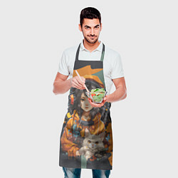 Фартук кулинарный Красивая девочка-аниме с котенком, цвет: 3D-принт — фото 2