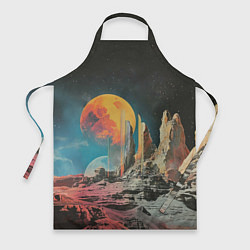 Фартук кулинарный Ретро космический пейзаж, цвет: 3D-принт