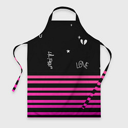 Фартук кулинарный Lil Peep розовые полосы, цвет: 3D-принт
