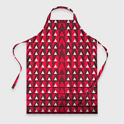 Фартук кулинарный Белые треугольники на красном фоне, цвет: 3D-принт