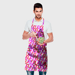 Фартук кулинарный Розовый узор и белая обводка, цвет: 3D-принт — фото 2