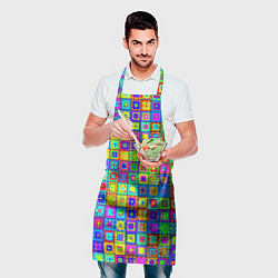 Фартук кулинарный Узор из разноцветных квадратов, цвет: 3D-принт — фото 2