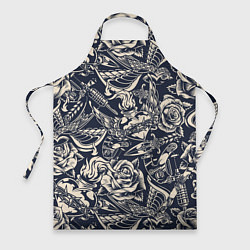 Фартук кулинарный Gray tattoo machine, цвет: 3D-принт