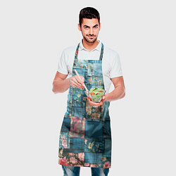 Фартук кулинарный Джинсовые лоскуты с цветочками, цвет: 3D-принт — фото 2