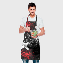 Фартук кулинарный Логотип Порше на фоне граффити и брызг красок, цвет: 3D-принт — фото 2