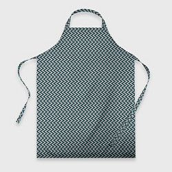 Фартук кулинарный Треугольные полосы бело-бирюзовый, цвет: 3D-принт