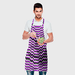 Фартук кулинарный Фиолетовые и белые ломаные линии, цвет: 3D-принт — фото 2