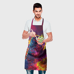 Фартук кулинарный Человек с пилой в брызгах краски, цвет: 3D-принт — фото 2